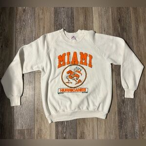 Vintage 90s Jerzees White and Orange Miami Hurricanes Men's Crewneck